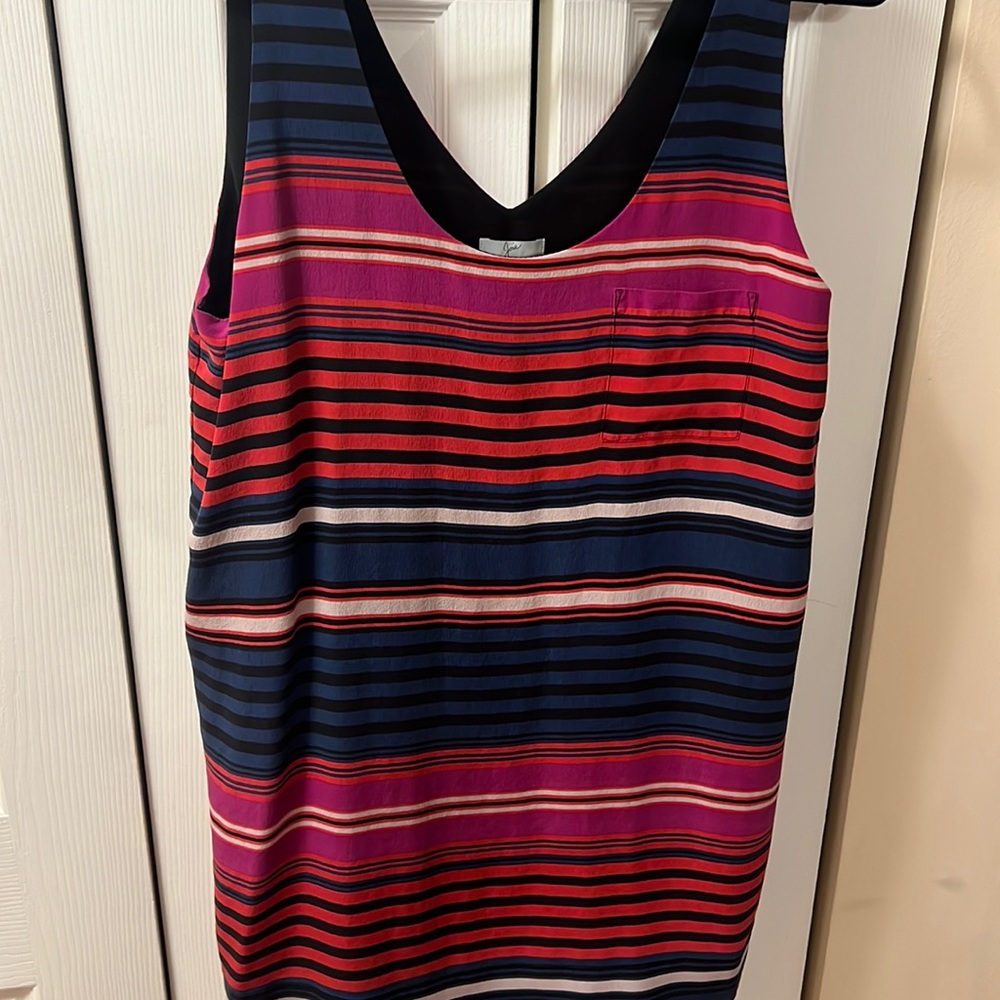 Joie • Pink Striped Silk Dawna Tank Dress